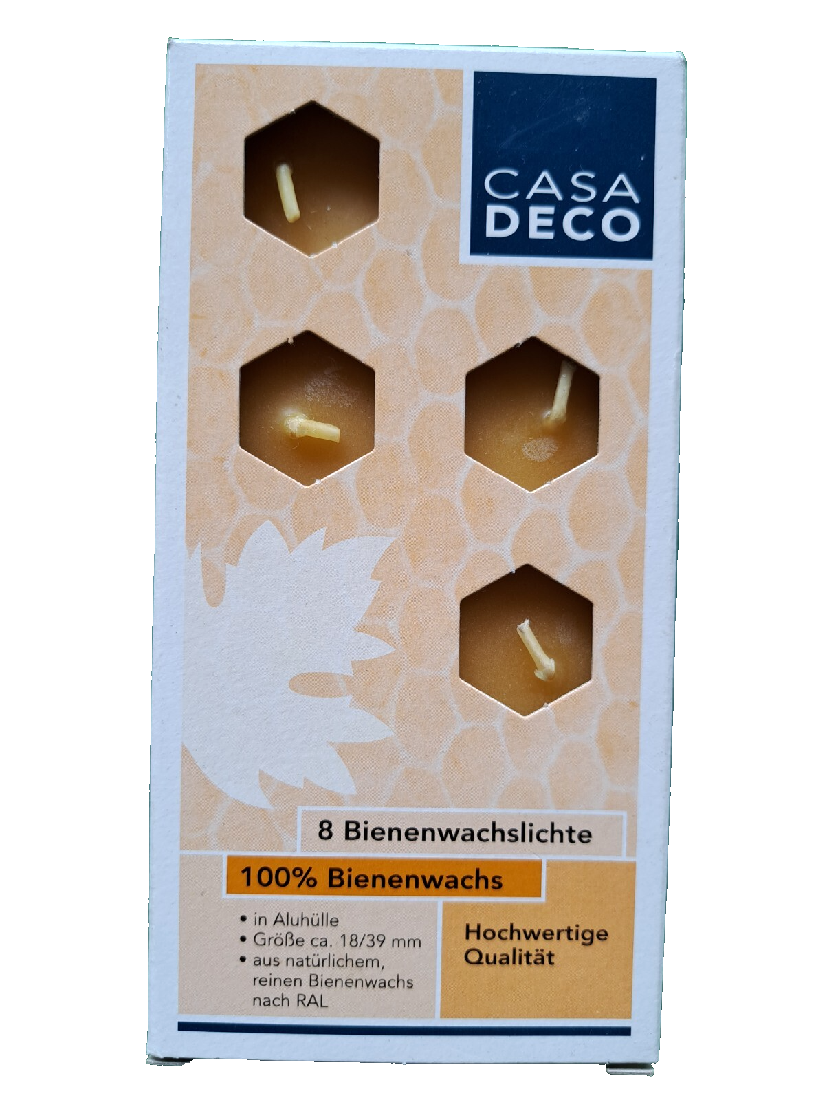 Casa Deco, 8 Bienenwachslichte, 100% Bienenwachs Teelichter